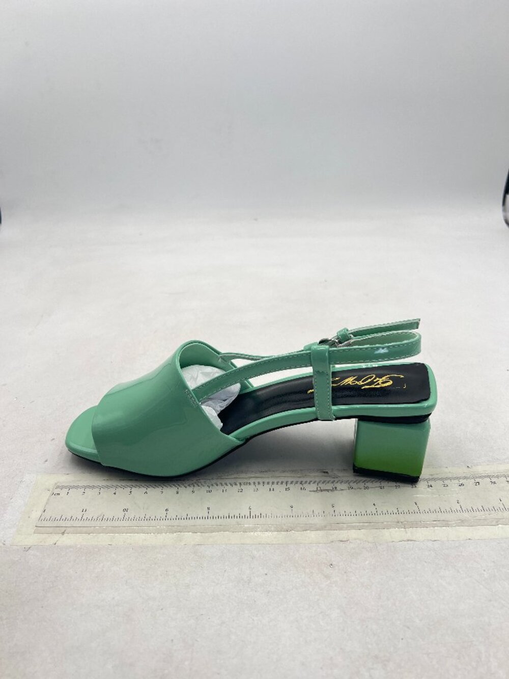 FOWT Green Slingback Open Square Toe Mules Cube Heels Ankle Buckles Strap Pumps - Picture 2 of 8